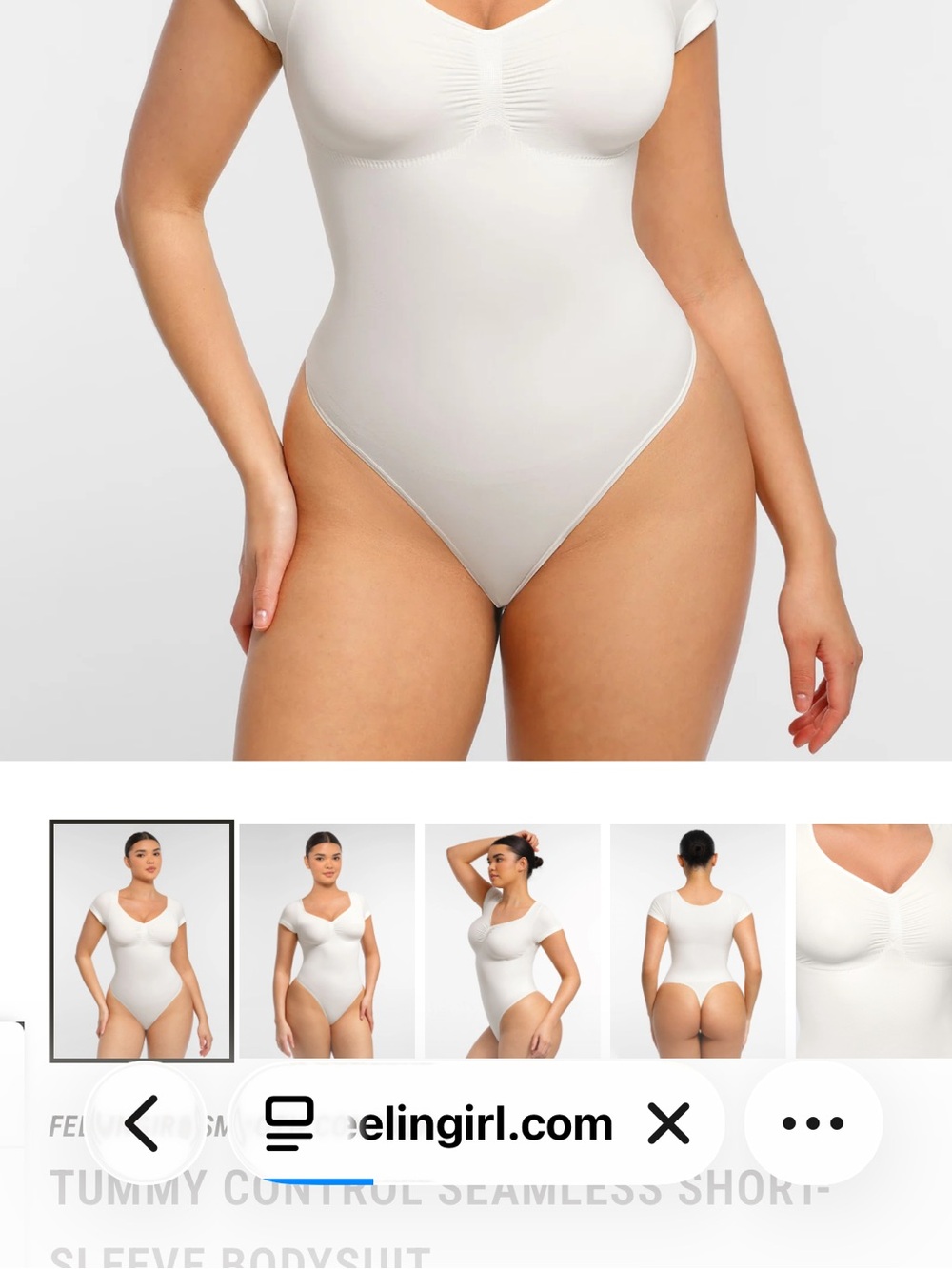 Seamless White Short-Sleeve Bodysuit